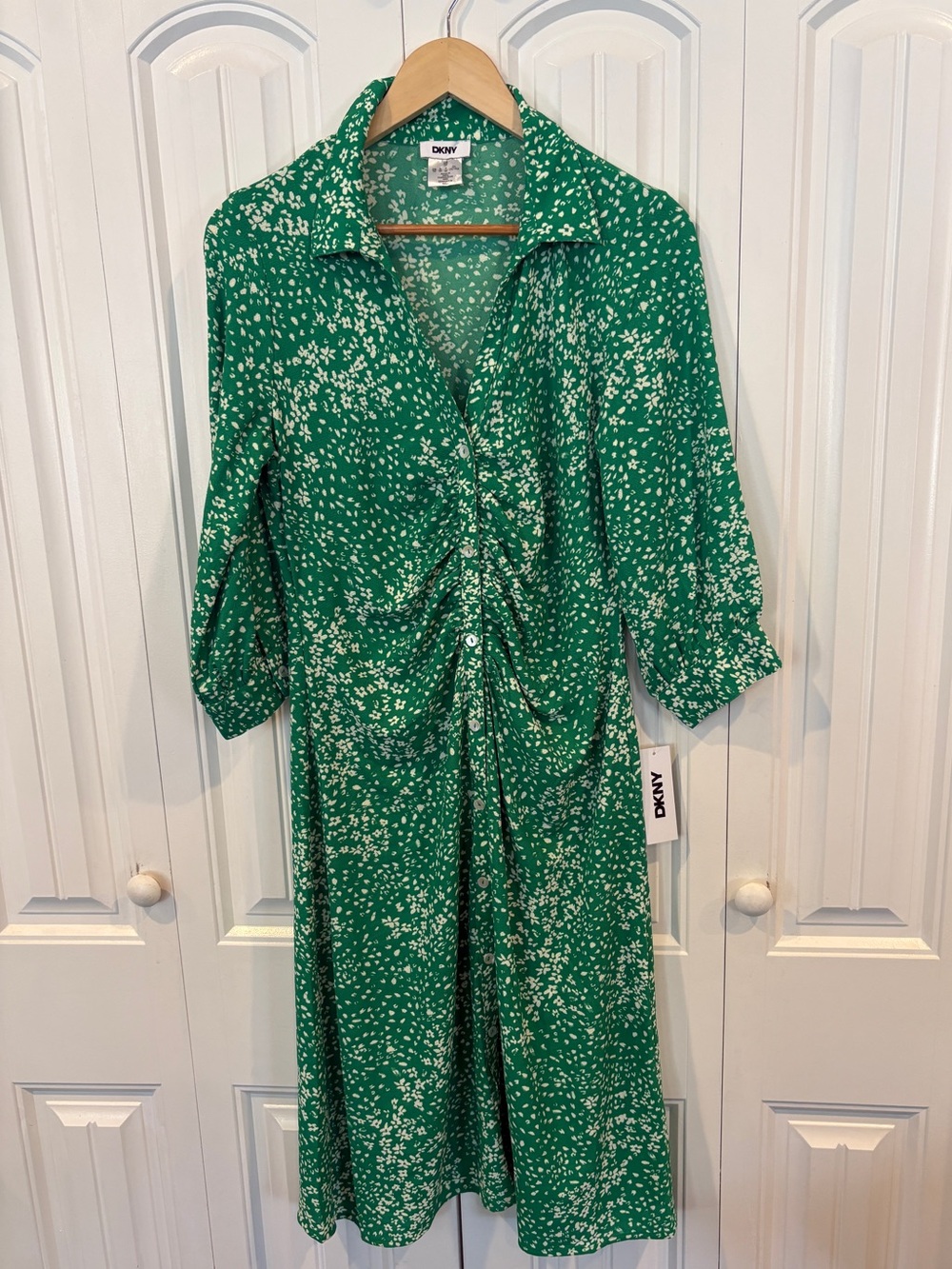 DKNY green and white floral dress size 10